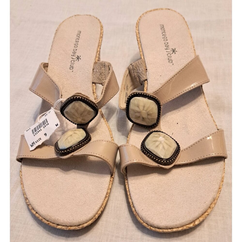 Montego Bay Club Magda Sand Sable Beige Beige Stones 9 W New Shoes Sandals‎